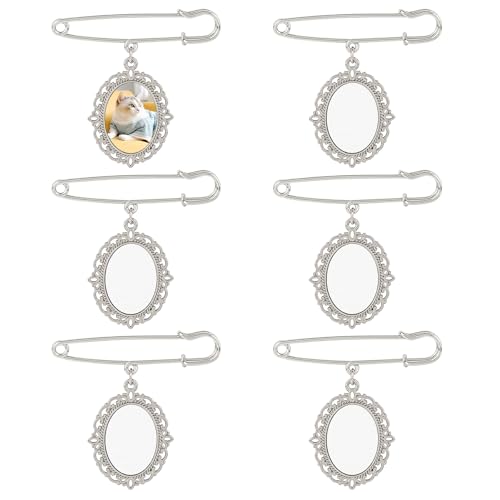 Framendino, 6 Stück Sublimationsdruck Blanko Blumenstrauß Foto Charms Pin Beutel Hochzeit Erinnerung Braut Clip für Gedenkstätten DIY Schmuckherstellung 1 Blatt oval von Framendino