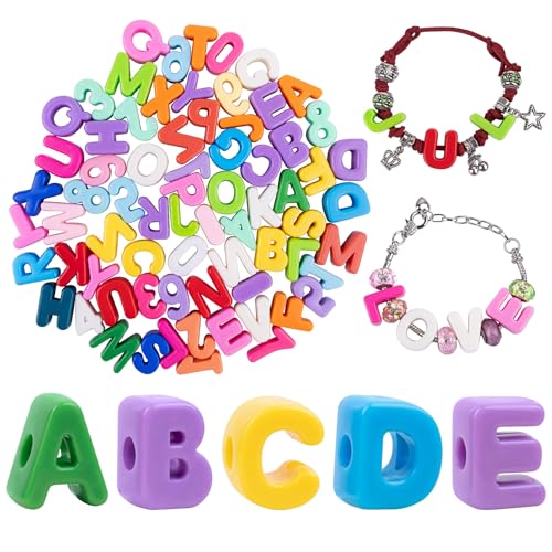 Framendino, 72 Stück 20 mm große Kunststoff-Buchstaben- und Zahlenperlen, große Acryl-Alphabet-Perlenblöcke für Bastelprojekte von Framendino