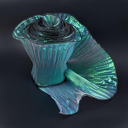 Framendino, 9,1 m schillerndes grünes Rüschenband, 12 cm, Rüschen, plissiert, Chiffonbesatz, Organza-Spitzenstoff zum Basteln, Nähen, Kleid, Handwerk von Framendino