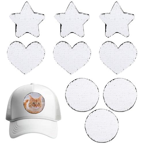 Framendino, 9 Stück Sublimationsrohlinge zum Aufbügeln, Wärmeübertragung, Paillettenapplikation für Reparatur, DIY, Handwerk Framendino, 9 Stück Sublimationsrohlinge zum Aufbügeln, Wärmeübertragung, Paillettenapplikation für Reparatur, DIY, Handwerk von Framendino