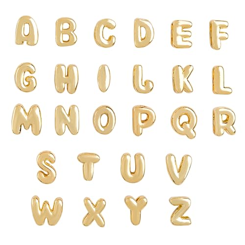 Framendino, A-Z Alphabet-Buchstaben-Anhänger zur Schmuckherstellung, Blasen-Buchstaben-Anhänger für Bastelarbeiten, 26 Pack, Messing, Ohne Edelstein. von Framendino
