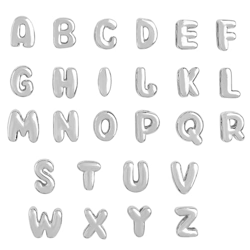 Framendino, A-Z Alphabet-Buchstaben-Anhänger zur Schmuckherstellung, Blasen-Buchstaben-Anhänger für Bastelarbeiten, 26 Pack, Messing, Ohne Edelstein. von Framendino