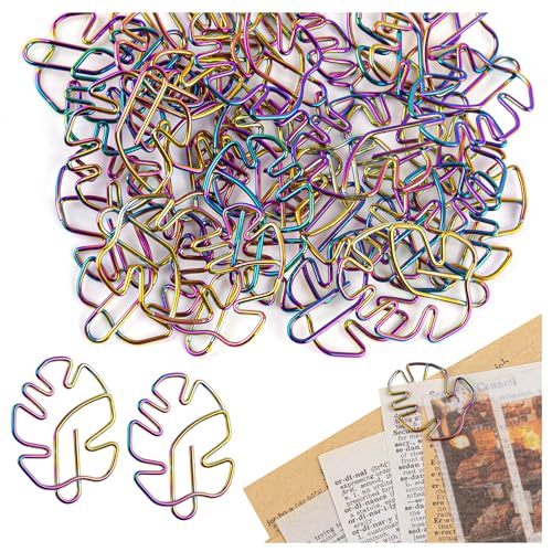 Framendino, Bunte Büroklammern, Monstera-Form, niedliche Büroklammern, Lesezeichen, Seitenmarkierung für Bürobedarf, Dokumente, Akten, 30 Stück von Framendino