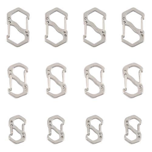 Framendino, Halskette mit doppelter Öffnung, verkürzter S-Karabinerverschluss, Armband-Anhänger, Silber, 12 Stück von Framendino