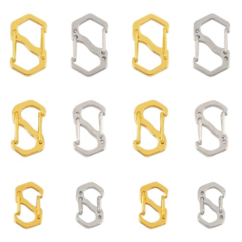 Framendino, Halskette mit doppelter Öffnung, verkürzter S-Karabinerverschluss, Armbandverbinder, Charms, Silber, Gold, 12 Stück von Framendino