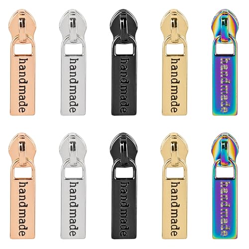 Framendino, Handgefertigte Reißverschlussschieber #5, Metall, Ersatzschieber für Geldbörse, Tasche, Gepäck, 5 Farben, 10 Stück Framendino, Handgefertigte Reißverschlussschieber #5, Metall, Ersatzschieber für Geldbörse, Tasche, Gepäck, 5 Farben, 10 Stück von Framendino