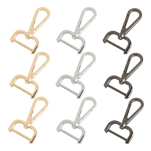 Framendino, Karabinerhaken aus Metall, abnehmbar, 2,5 cm, Schwarz, 9 Stück von Framendino