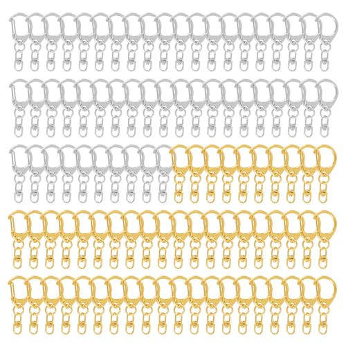 Framendino, Karabinerverschlüsse aus Metall, D-Ring, Schlüsselbund-Clip zum Basteln, Gold und Silber, 100 Stück Framendino, Karabinerverschlüsse aus Metall, D-Ring, Schlüsselbund-Clip zum Basteln, Gold und Silber, 100 Stück von Framendino