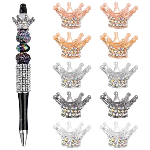 Framendino, Metall-Kronenperlen für Stifte, Glitzer, für Stifte, Schlüsselanhänger, 10 Stück Framendino, Metall-Kronenperlen für Stifte, Glitzer, für Stifte, Schlüsselanhänger, 10 Stück von Framendino
