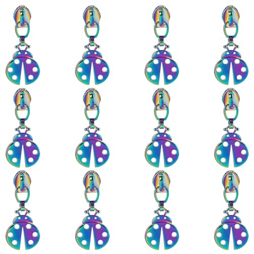 Framendino, Metall-Reißverschlussschieber #5, Regenbogen-Ersatzschieber für Geldbörse, Tasche, Gepäck, niedliche Marienkäfer-Form, 12 Stück Framendino, Metall-Reißverschlussschieber #5, Regenbogen-Ersatzschieber für Geldbörse, Tasche, Gepäck, niedliche Marienkäfer-Form, 12 Stück von Framendino