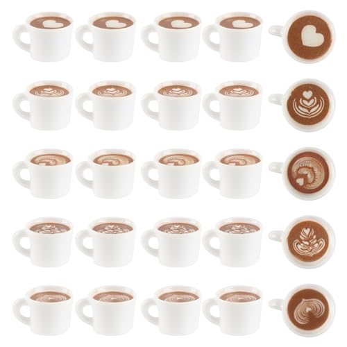 Framendino, Mini-Kaffeetassen-Perlen aus Kunstharz, 3D-Kaffeetasse, für Stifte, Schlüsselanhänger, Schmuckherstellung, 60 Stück von Framendino