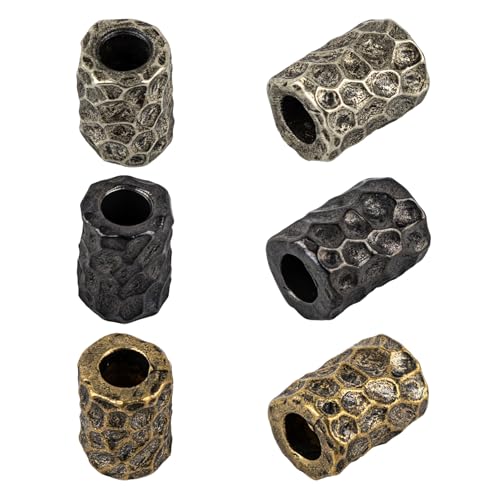 Framendino, Paracord-Perlen, Messing-Säule, Schlüsselband mit 6 mm großem Loch, Metallrohr-Anhänger für Bastelarbeiten, Schmuckherstellung, 6 Stück (15 x 11 mm) von Framendino