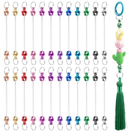 Framendino, Perlen-Schlüsselanhänger, bunt, blanko, Metallperlen, Schlüsselanhänger-Set für Bastelarbeiten, 8 x 2 mm, Blume, 24 Stück Framendino, Perlen-Schlüsselanhänger, bunt, blanko, Metallperlen, Schlüsselanhänger-Set für Bastelarbeiten, 8 x 2 mm, Blume, 24 Stück von Framendino