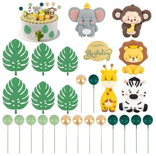Framendino, Safari-Tier-Kuchenaufsätze, niedlich, Dschungel, Wilddekor-Set, Affe, Löwe, Elefant, Tiger, 27 Stück Framendino, Safari-Tier-Kuchenaufsätze, niedlich, Dschungel, Wilddekor-Set, Affe, Löwe, Elefant, Tiger, 27 Stück von Framendino