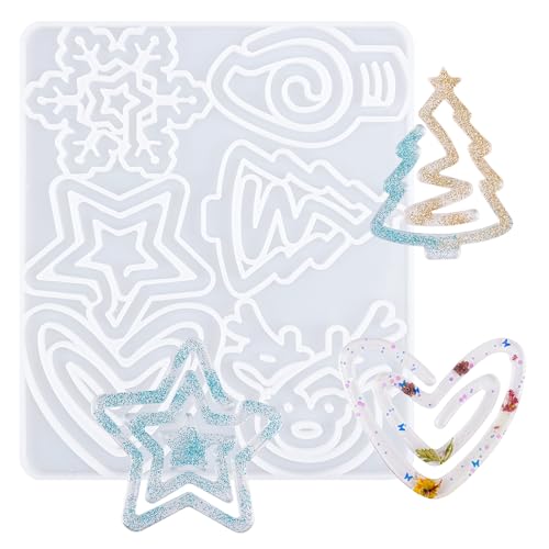 Framendino, Silikonform in Büroklammer-Form für Kunstharz, Schmuck, Basteln, Weihnachtsbaum, Hirsch von Framendino