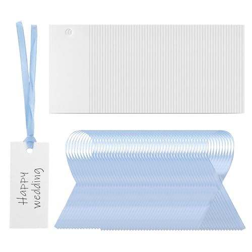 Framendino, Tischkarten für Hochzeiten, blanko, Papier, mit blauem Band, 4 x 9 cm, 50 Stück Framendino, Tischkarten für Hochzeiten, blanko, Papier, mit blauem Band, 4 x 9 cm, 50 Stück von Framendino