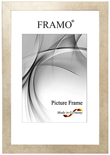 FRAMO Holz Bilderrahmen 50 x 70 cm aus Massivholz | Champagner | Außenkante in Schwarz | Farbe/Größe wählbar | Rahmen für Poster | Puzzle | Foto collage N°106 von FRAMO