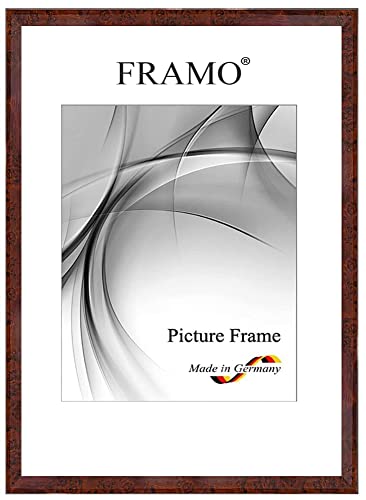FRAMO Holz Bilderrahmen 70 x 90 cm aus Massivholz | Wurzelholz Braun-Hochglanz (Außenkante in Schwarz) | Farbe/Größe wählbar | Rahmen für Poster | Puzzle | Foto collage N°126 von FRAMO