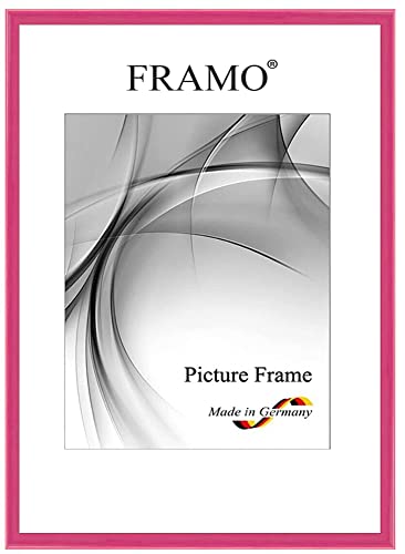 FRAMO Holz Bilderrahmen Schmal 10 x 15 cm aus Massivholz | Pink Rosa Hochglanz | Farbe/Größe wählbar | Rahmen für Poster | Puzzle | Foto collage N°119 von FRAMO