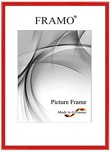 FRAMO Holz Bilderrahmen Schmal 10 x 15 cm aus Massivholz | Rot Hochglanz | Farbe/Größe wählbar | Rahmen für Poster | Puzzle | Foto collage N°123 von FRAMO