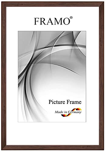 Framo Holz Bilderrahmen Schmal 32 x 42 cm aus Massivholz | Braun | Farbe/Größe wählbar | Rahmen für Poster | Puzzle | Foto collage N°074 von Framo