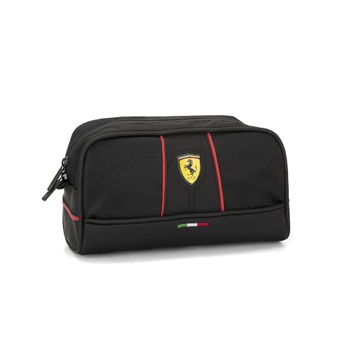 Ferrari - Reisetasche mit Reißverschluss, Kulturbeutel, für Arbeit oder Freizeit, 23 x 13 x 10 cm, Schwarz von Franco Cosimo Panini