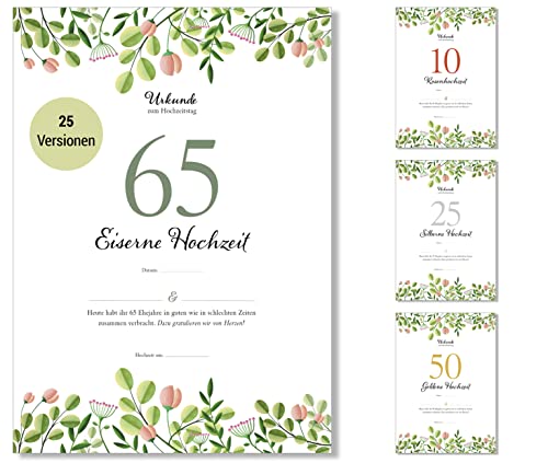 Frank Paperman® | 65. Hochzeitstag | Ehejubiläum | eiserne Hochzeit | Urkunde Hochzeitstag Geschenkidee | floral | Vordruck im DIN-A4-Format Frank Paperman® | 65. Hochzeitstag | Ehejubiläum | eiserne Hochzeit | Urkunde Hochzeitstag Geschenkidee | floral | Vordruck im DIN-A4-Format von Frank Paperman