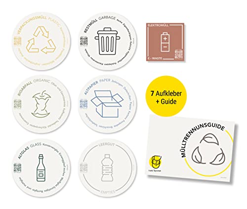 Frank Paperman | 7x Aufkleber Mülltrennung | selbstklebend | unterschiedliche Farben | rund | 9,5 cm | Mülltonnen Aufkleber auf Deutsch & Englisch mit QR-Code und Mülltrennungsguide Frank Paperman | 7x Aufkleber Mülltrennung | selbstklebend | unterschiedliche Farben | rund | 9,5 cm | Mülltonnen Aufkleber auf Deutsch & Englisch mit QR-Code und Mülltrennungsguide von Frank Paperman