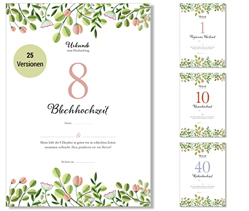 Frank Paperman® | Geschenke zum 8 Hochzeitstag | Ehejubiläum | Blechhochzeit | Urkunde Hochzeitstag Geschenkidee | floral | Vordruck im DIN-A4-Format Frank Paperman® | Geschenke zum 8 Hochzeitstag | Ehejubiläum | Blechhochzeit | Urkunde Hochzeitstag Geschenkidee | floral | Vordruck im DIN-A4-Format von Frank Paperman