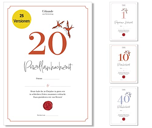 Frank Paperman® | Geschenke zum 20 Hochzeitstag | Ehejubiläum | Porzellan Hochzeit | Urkunde Hochzeitstag | klassisch | Geschenkideen Hochzeitstag | Vordruck im DIN-A4-Format Frank Paperman® | Geschenke zum 20 Hochzeitstag | Ehejubiläum | Porzellan Hochzeit | Urkunde Hochzeitstag | klassisch | Geschenkideen Hochzeitstag | Vordruck im DIN-A4-Format von Frank Paperman