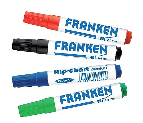 FRANKEN Flipchart Marker, 2-6 mm Keilspitze, 4 Stück, farblich sortiert, Z2203 von Franken