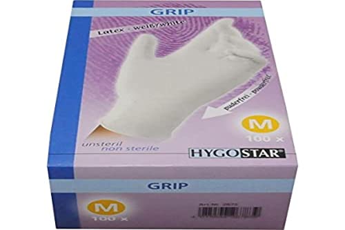 Franz Mensch Hygostar Latexhandschuhe Grip | puderfrei, weiß, Größe 8/M, 24cm, 100 Stück, Einweghandschuhe, Einmal-/Einweg-Handschuhe in S, M, L & XL Franz Mensch Hygostar Latexhandschuhe Grip | puderfrei, weiß, Größe 8/M, 24cm, 100 Stück, Einweghandschuhe, Einmal-/Einweg-Handschuhe in S, M, L & XL von FRANZ MENSCH