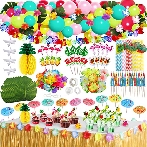 Frasheng 159 Stück Hawaii Party Dekoration Set,Hawaii Luau Tischröcke,Hawaiian Party,Hawaii Deko,Hawaii Kette Blumen Kuchendeckel Papier Strohhalme und 3D Frucht für Sommer Party Dekoration Frasheng 159 Stück Hawaii Party Dekoration Set,Hawaii Luau Tischröcke,Hawaiian Party,Hawaii Deko,Hawaii Kette Blumen Kuchendeckel Papier Strohhalme und 3D Frucht für Sommer Party Dekoration von Frasheng