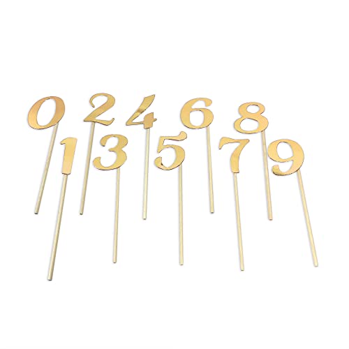 Frau WunderVoll® 10 Deko Topper Zahlen 0-9 Gold/Topper, Kuchenstecker, Muffin, Cupcake, Candybar, Geburtstagskuchen, Dekoration, Kinder, Party, Geburtstag Kuchendeko von Frau WunderVoll