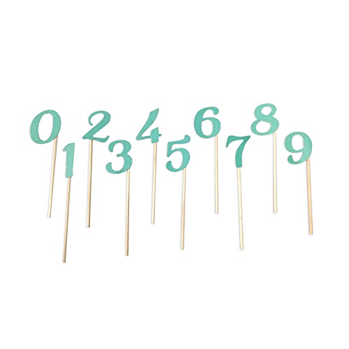 Frau WunderVoll® 10 Deko Topper Zahlen 0-9 türkis/Topper, Kuchenstecker, Muffin, Cupcake, Candybar, Geburtstagskuchen, Dekoration, Kinder, Party, Geburtstag Kuchendeko von Frau WunderVoll