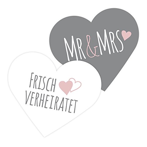 Frau WunderVoll® 100 KONFETTI Herzen MR & MRS/Tischkonfetti, Hochzeit Deko, Tischdekoration, Streudeko, Geburtstag, Shooting, Babyshower, Kindergeburtstag von Frau WunderVoll