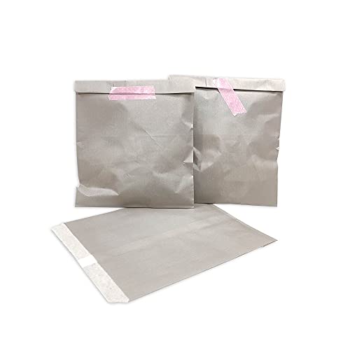 Frau WunderVoll® 100 Papiertüten grau, Punkte 13 x 16,5 cm, 45 Gramm Papier, flach/Candy Bar, Hochzeit, Kindergeburtstag, Papiertütchen, Candybag, Tüten, Mitgebseltüten von Frau WunderVoll