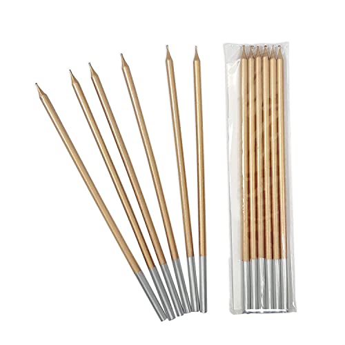 Frau WunderVoll® 12 Geburtstagskerzen, Gold metallic matt/Candle, Geburtstag, Kerze, Kuchen, Kuchendeko, Muffin, Muffindeko, Torte, Tortendeko, Hochzeit, Cupcake, Dekoration, Tischdeko von Frau WunderVoll