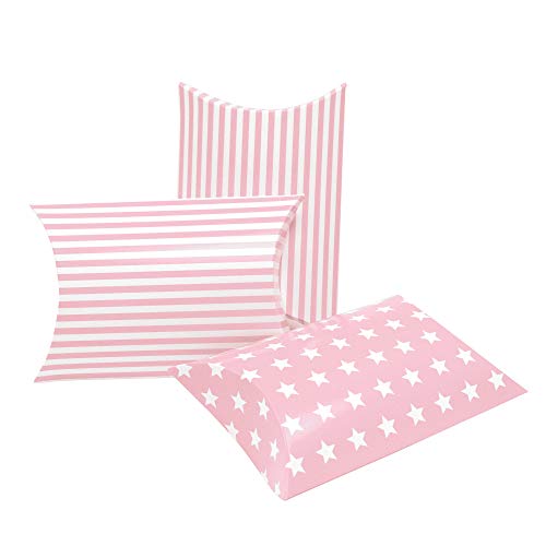 Frau WUNDERVoll® 12 KISSENSCHACHTELN MIX ROSA 21x12cm (flach), 15x12x4,5cm (gefaltet), 250 Gramm Papier / Kissenverpackungen, Pillow box, Faltverpackung, Geschenkverpackung, Gastgeschenk, Hochzeit von Frau Wundervoll