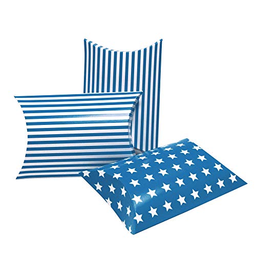 Frau WunderVoll® 12 KISSENSCHACHTELN Mix BLAU 21x12cm (flach), 15x12x4,5cm (gefaltet), 250 Gramm Papier/Kissenverpackungen, Pillow Box, Faltverpackung, Geschenkverpackung, Gastgeschenk, Hochzeit von Frau WunderVoll