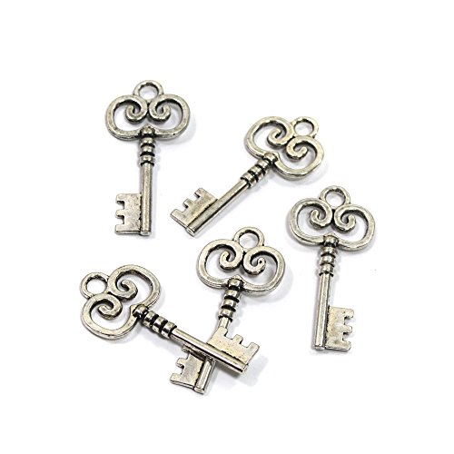 Frau WunderVoll® 12 teiliges Vintage ANHÄNGER Set Silber, 12 Schlüssel/Vintage Hochzeit, Deko Schlüssel, Anhänger, Gastgeschenk, Mitgebsel, Dekoration, Geschenkverpackung von Frau WunderVoll
