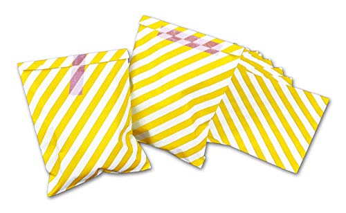 Frau WunderVoll® 25 PAPIERTÜTEN GELB, DIAG. Streifen 13 x 16,5 cm, 45 Gramm Papier, flach/Candy Bar, Hochzeit, Kindergeburtstag, Papiertütchen, Candybag, Tüten, Mitgebseltüten von Frau WunderVoll