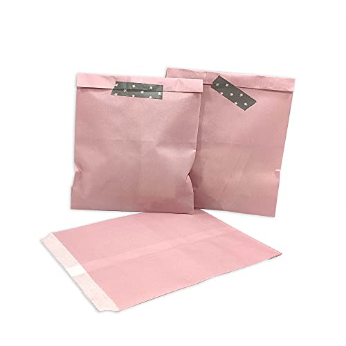 Frau WunderVoll® 25 Papiertüten rosa, 13 x 16,5 cm, 45 Gramm Papier, flach/Candy Bar, Hochzeit, Kindergeburtstag, Papiertütchen, Candybag, Tüten, Mitgebseltüten von Frau WunderVoll