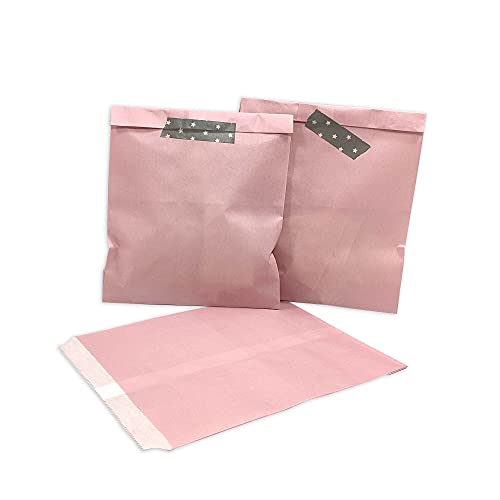 Frau WUNDERVoll® 25 Papiertüten rosa, 13 x 16,5 cm, 45 Gramm Papier, flach/Candy Bar, Hochzeit, Kindergeburtstag, Papiertütchen, Candybag, Tüten, Mitgebseltüten von Frau WUNDERVoll