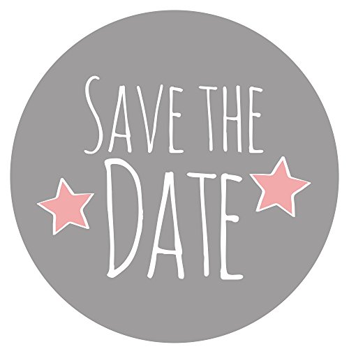 Frau WunderVoll® 48 Aufkleber Save The Date, GRAU, Durchmesser 4 cm/Sticker, Hochzeit, Sticker Hochzeit, Kindergeburtstag, Aufkleber Kinder, Aufkleber Junge, Mädchen, Sticker Mädchen, Jungen von Frau WunderVoll