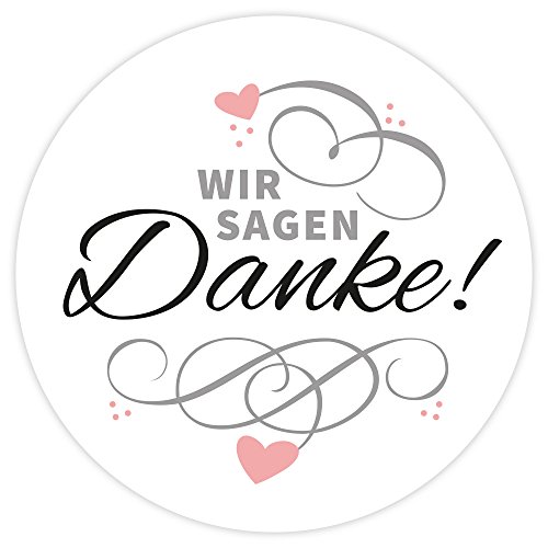 Frau WUNDERVoll® 48 Aufkleber WIR Sagen Danke, Weiss, Durchmesser 4 cm/Sticker, Hochzeit, Sticker Hochzeit, Kindergeburtstag, Aufkleber Kinder, Aufkleber Junge, Mädchen, Sticker Mädchen, Jungen von Frau WUNDERVoll