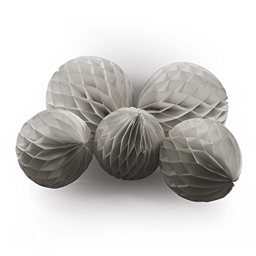 Frau WunderVoll® 5 WABENBÄLLE, Taupe, 3X Ø20, 2X Ø30 cm/Deko Hochzeit, Seidenpapier, Seiden Blumen, Papierblumen, Geburtstagsdeko, Tischdeko, Hochzeitsdeko, Gartenfest, Garten Party von Frau WunderVoll