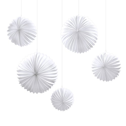Frau WunderVoll® 5er Set LAMPIONS, Weiss, 3X Ø19, 2X Ø27,5 cm/Deko Hochzeit, Seidenpapier, Seiden Blumen, Papierblumen, Geburtstagsdeko, Tischdeko, Hochzeitsdeko, Gartenfest, Garten Party von Frau WunderVoll