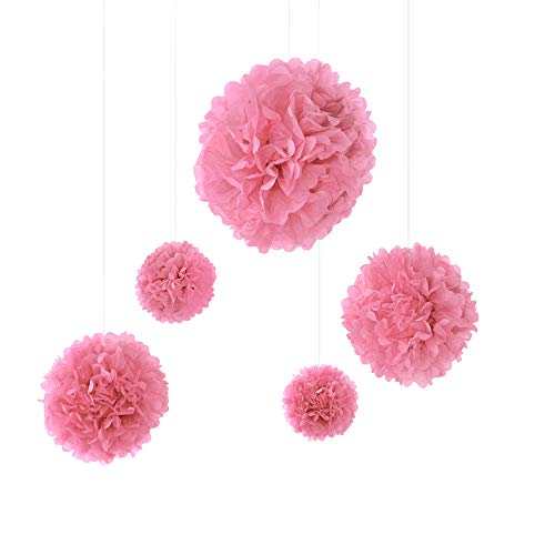 Frau WUNDERVoll® 5er Set Pompoms, ROSA, 2X Ø20, 2X Ø30, 1x Ø40 cm/Deko Hochzeit, Seidenpapier, Seiden Blumen, Papierblumen, Geburtstagsdeko, Tischdeko, Hochzeitsdeko, Gartenfest, Garten Party von Frau WUNDERVoll