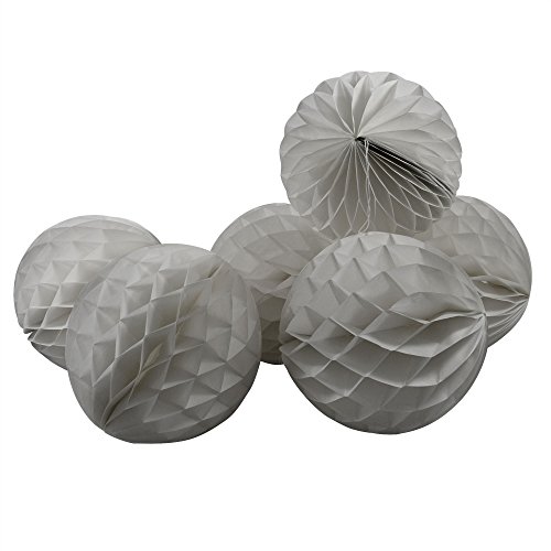 Frau WunderVoll® 6 WABENBÄLLE, GRAU, Ø20, / Deko Hochzeit, Seidenpapier, Seiden Blumen, Papierblumen, Geburtstagsdeko, Tischdeko, Hochzeitsdeko, Gartenfest, Garten Party von Frau WunderVoll